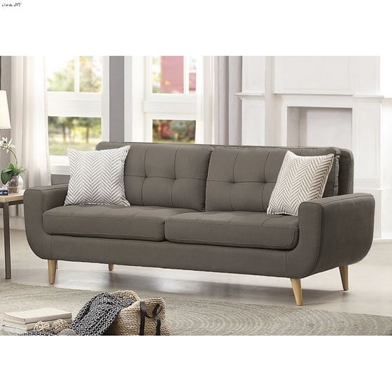 Deryn Grey Fabric Sofa 8327GY-3 by Homelegance