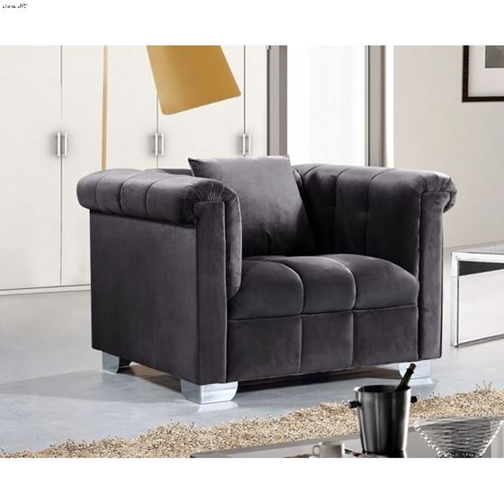 Kayla Grey Velvet Tufted Chair Kayla_Chair_Grey by Meridian Furniture 2