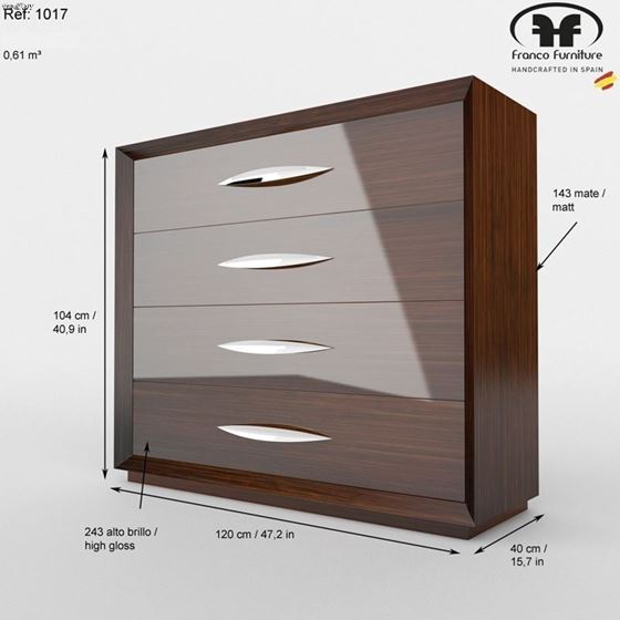 Carmen Walnut Bedroom Collection by Franco Spain Single Dresser