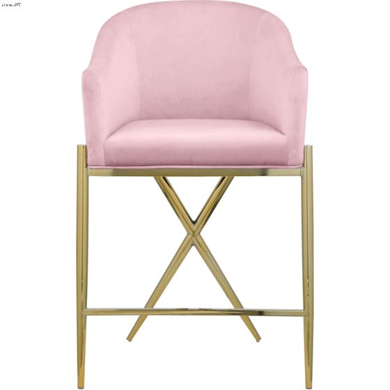 Xavier Pink Velvet and Gold Counter Stool-4