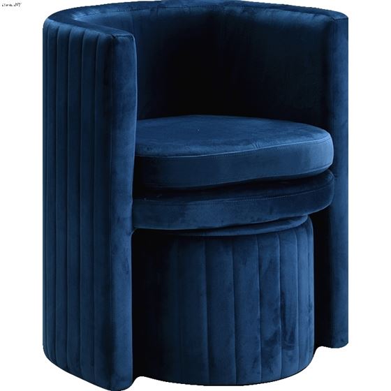 Selena Navy Velvet Upholstered Accent Chair - 4