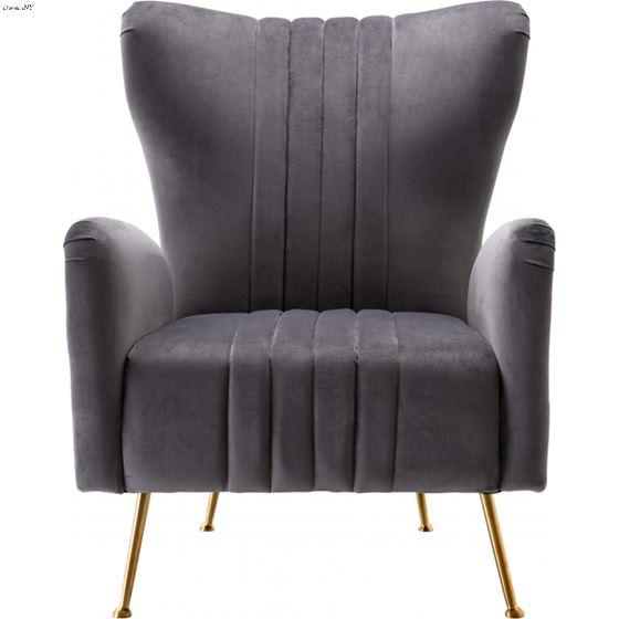 Opera Grey Velvet Upholstered Accent Chair - 4