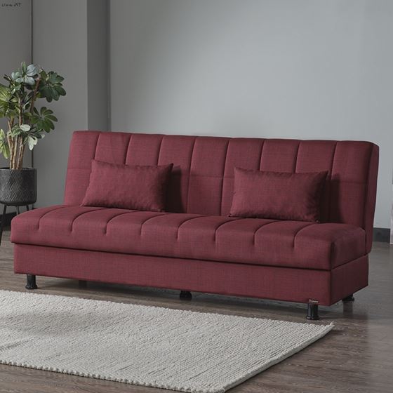 Sasta Burgundy Convertible Sofa bed with Storag-4