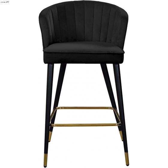 Cassie Black Velvet Bar/Counter Stool - 4