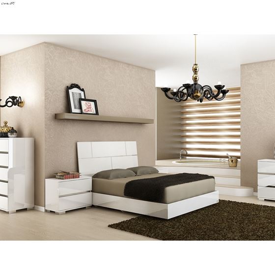 Pisa High Gloss White Lacquer Queen Bed