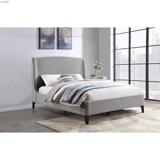 Mosby Grey Upholstered Curved Headboard Platfor-2