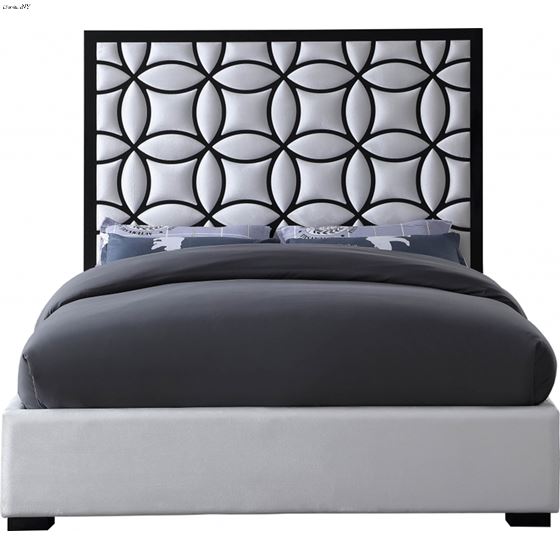 Taj Queen White Velvet Upholstered Bed-2