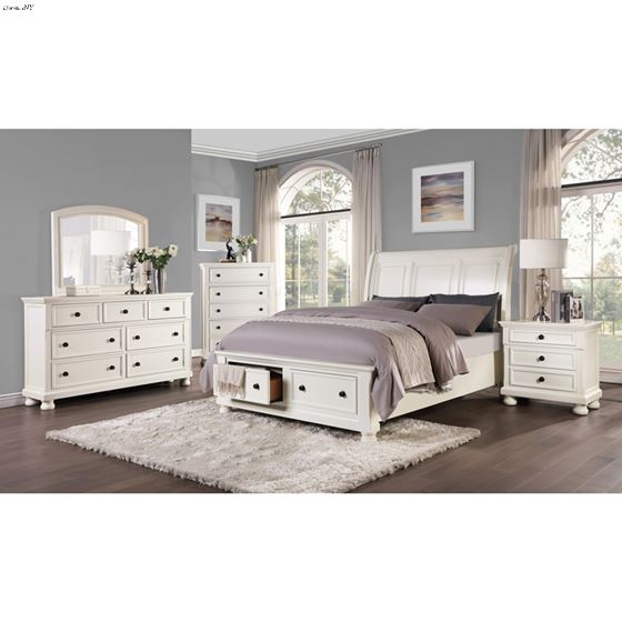 Laurelin White King Sleigh Storage Bedroom Set 2