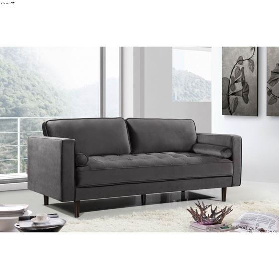 Emily Grey Velvet Tufted Sofa Emily_Sofa_Grey by Meridian Furniture 2