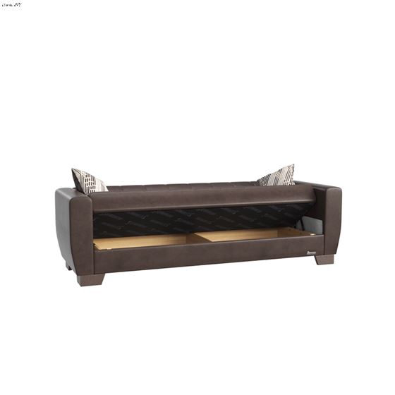 Barato Brown Leatherette Convertible Sofa Bed w-2