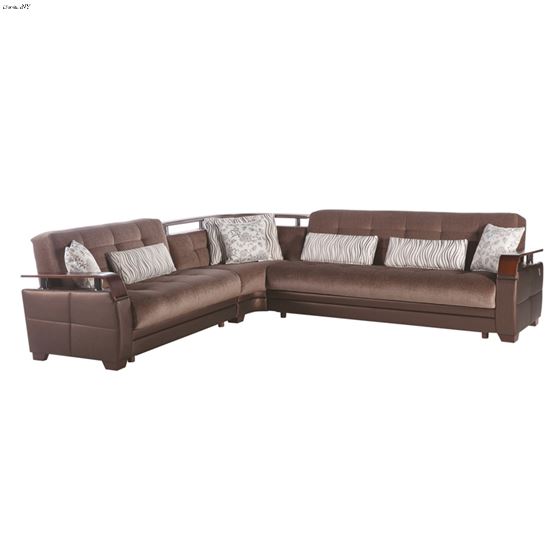 Natural Sectional Sleeper in Prestige Brown by Bellona