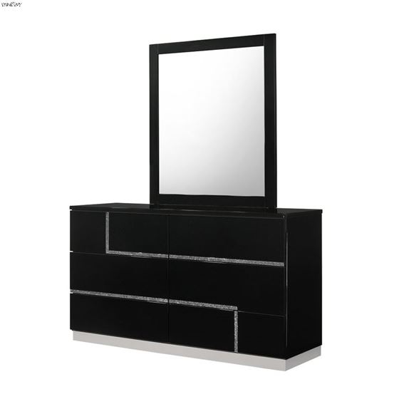 Lucca Black Modern 6 Drawer Dresser and Mirror-2