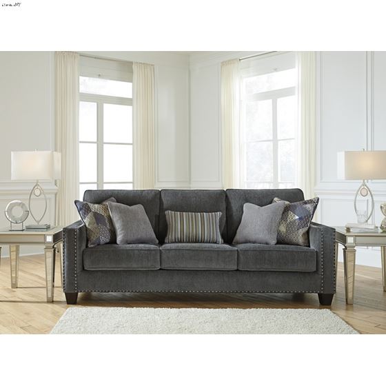 Gavril Smoke Grey Fabric Nailhead Sofa 43001-2