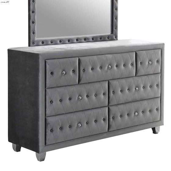 Deanna Grey Velvet 7 Drawer Dresser 205103-2