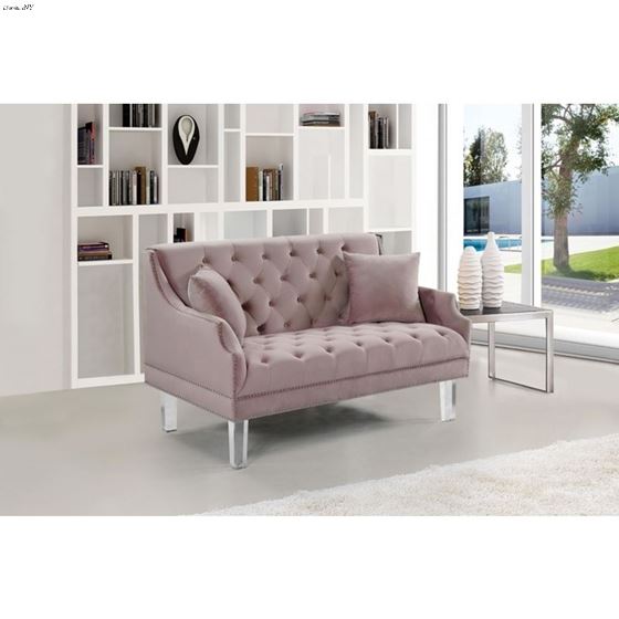 Roxy Pink Velvet Tufted Love Seat Roxy_Loveseat_Pink by Meridian Furniture 2