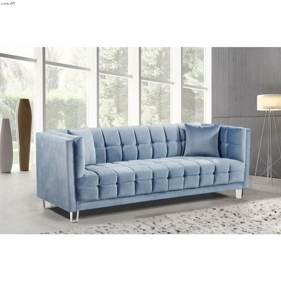 Mariel Sky Blue Velvet Tufted Sofa Mariel_Sofa_Sky Blue by Meridian Furniture 2