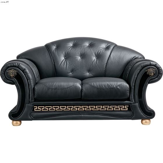 Apolo Tufted Black Leather Love Seat Apolo By ESF Furniture 2