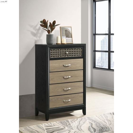 Valencia Black and Light Brown 5 Drawer Chest 2-2