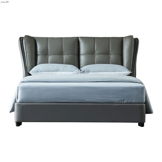 1806 Grey Leather Upholstered Storage Bed Front