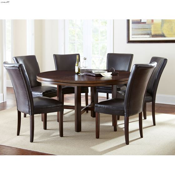 Hartford 62 inch Espresso Round Dining Table HF6262T by Steve Silver in set