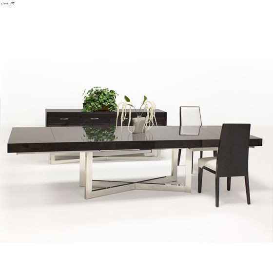 Maximo X-Base Pedestal Grey Oak Dining Table in Set