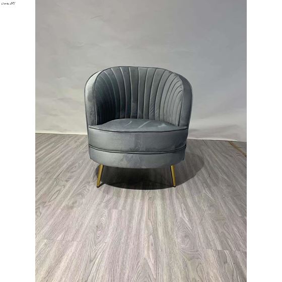Sophia Grey Velvet Channel Tufted Chair 506866-4
