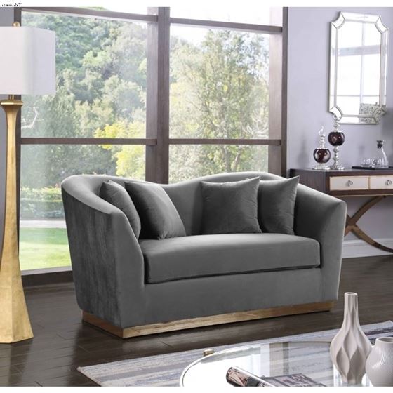 Arabella Grey Velvet Love Seat Arabella_Loveseat_Grey by Meridian Furniture 2