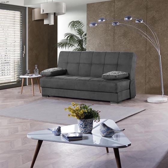 Soho Grey Upholstered Convertible Sofa Bed with-4