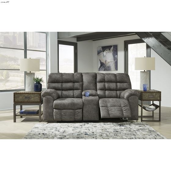 Derwin Concrete Fabric Reclining Loveseat with-4