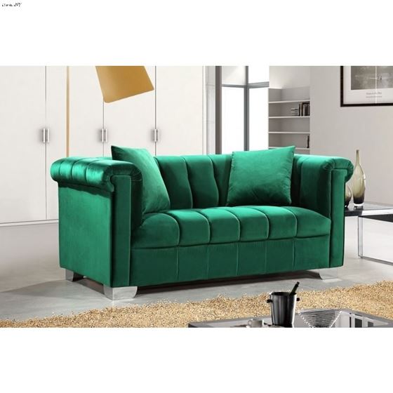Kayla Green Velvet Tufted Love Seat Kayla_Loveseat_Green by Meridian Furniture 2