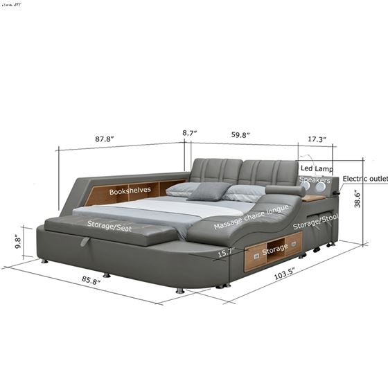 Modern Tesla Grey Upholstered Storage Bed Dimensions