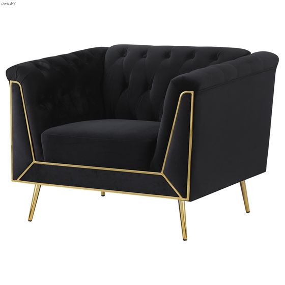 Holly Black and Gold Tufted Chair 508443-4