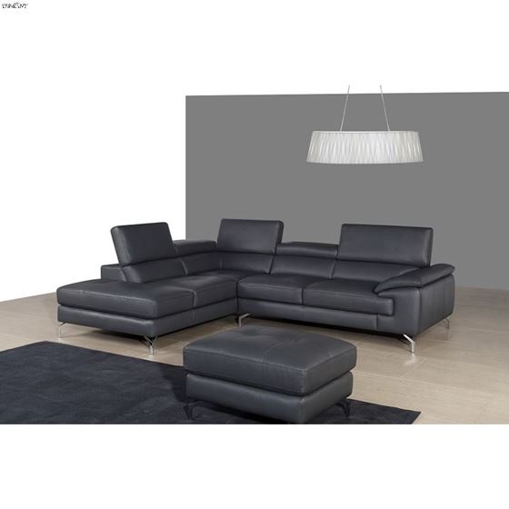 A973 Premium Grey Leather Sectional