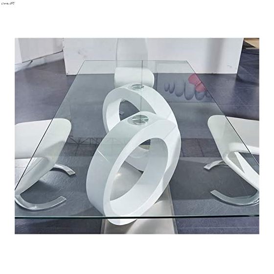 White and Glass Dining Table D9002DT 3