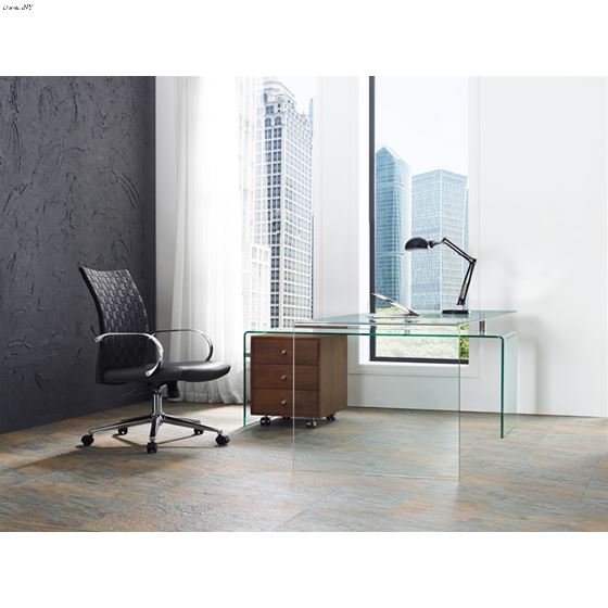 Rio Clear Glass Office Desk w/ Walnut Veneer - 4