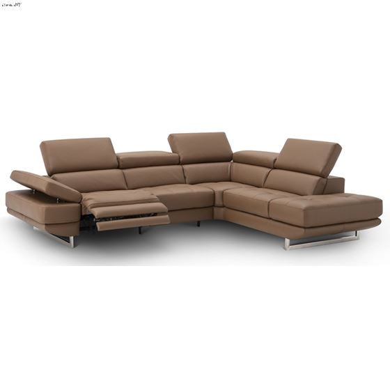 Annalaise Caramel Italian Leather Sectional w/ Recliner By JM Furniture