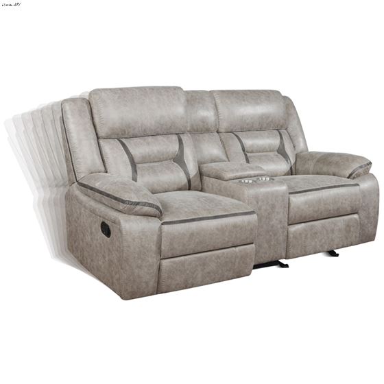Greer Taupe Reclining Loveseat w/ Console 65135-2