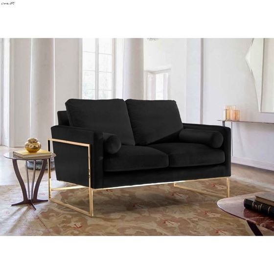 Mila Black Velvet Love Seat Mila_Loveseat_Black by Meridian Furniture 2