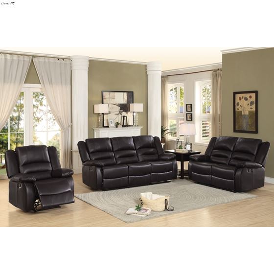 Jarita Brown Faux Leather Reclining Sofa 8329BRW-3 By Homelegance 2