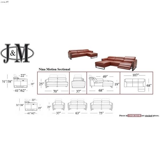 Nina Ochre Premium Leather Recliner Sectional dimensions