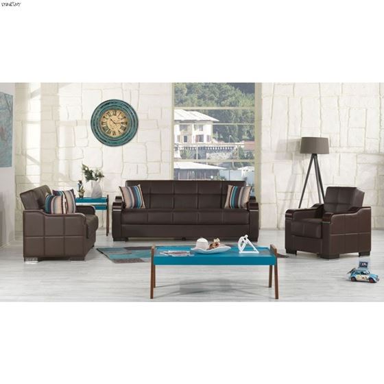 Uptown Brown Leatherette Sofa Bed-4