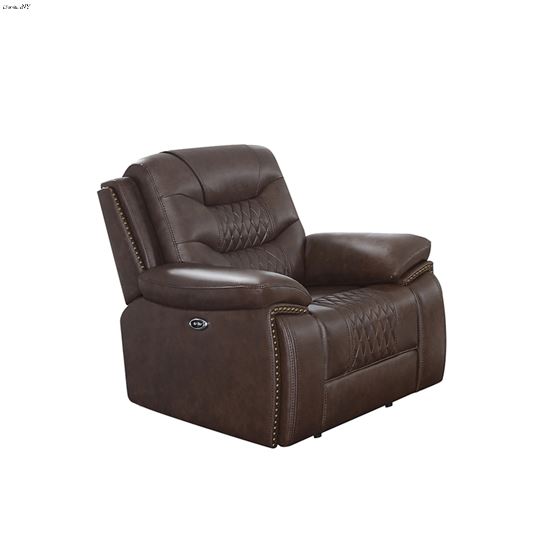 Flamenco Brown Power Reclining Chair Tufted Upho-2