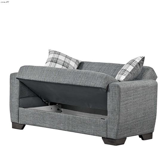 Barato Grey Upholstered Convertible Loveseat wi-4