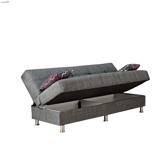 Paris Armless Sofa Bed in Grey Storage