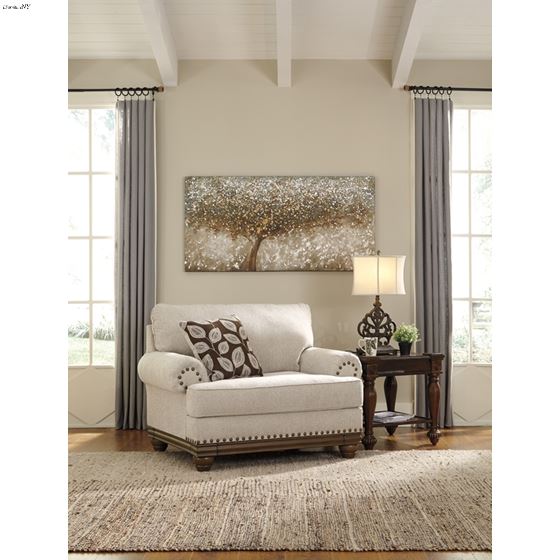 Harleson Wheat Linen and Wood Trim Oversized Ch-2