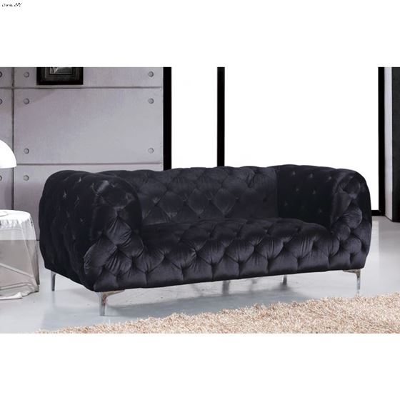Mercer Black Velvet Tufted Love Seat Mercer_Loveseat_Black by Meridian Furniture 2