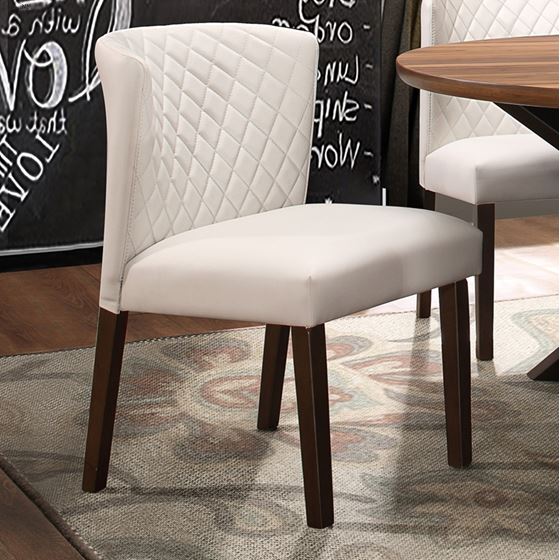 Nelina White Diamond Stitch Upholstered Dining Side Chair 5581S in room