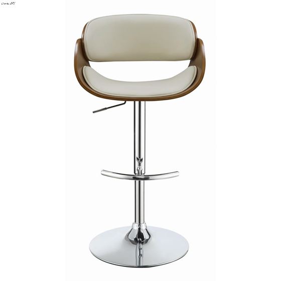 Contemporary Walnut and Ecru Swivel Bar Stool 1-2