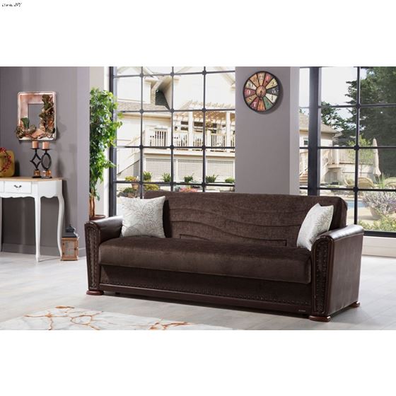 Alfa Sofa Bed in Jennifer Brown by Istikbal