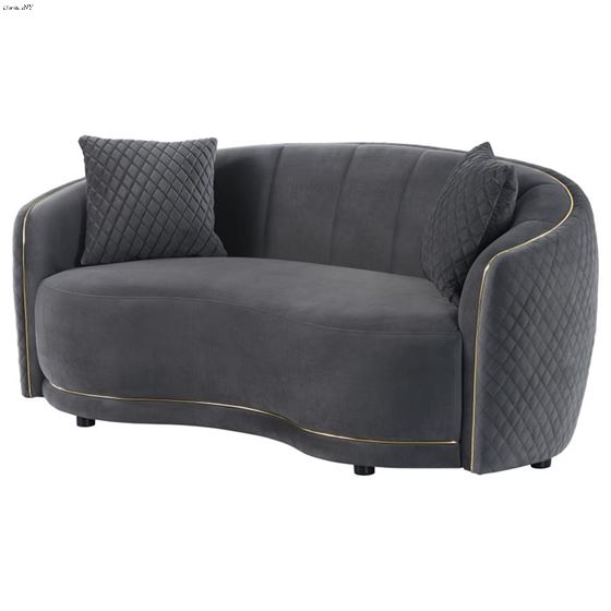 Brookside Dark Grey Velvet Curved Loveseat 5048-4